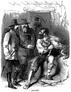 Pen-and-ink sketch of early Hope Valley resident, "Diogenes" and his dog
